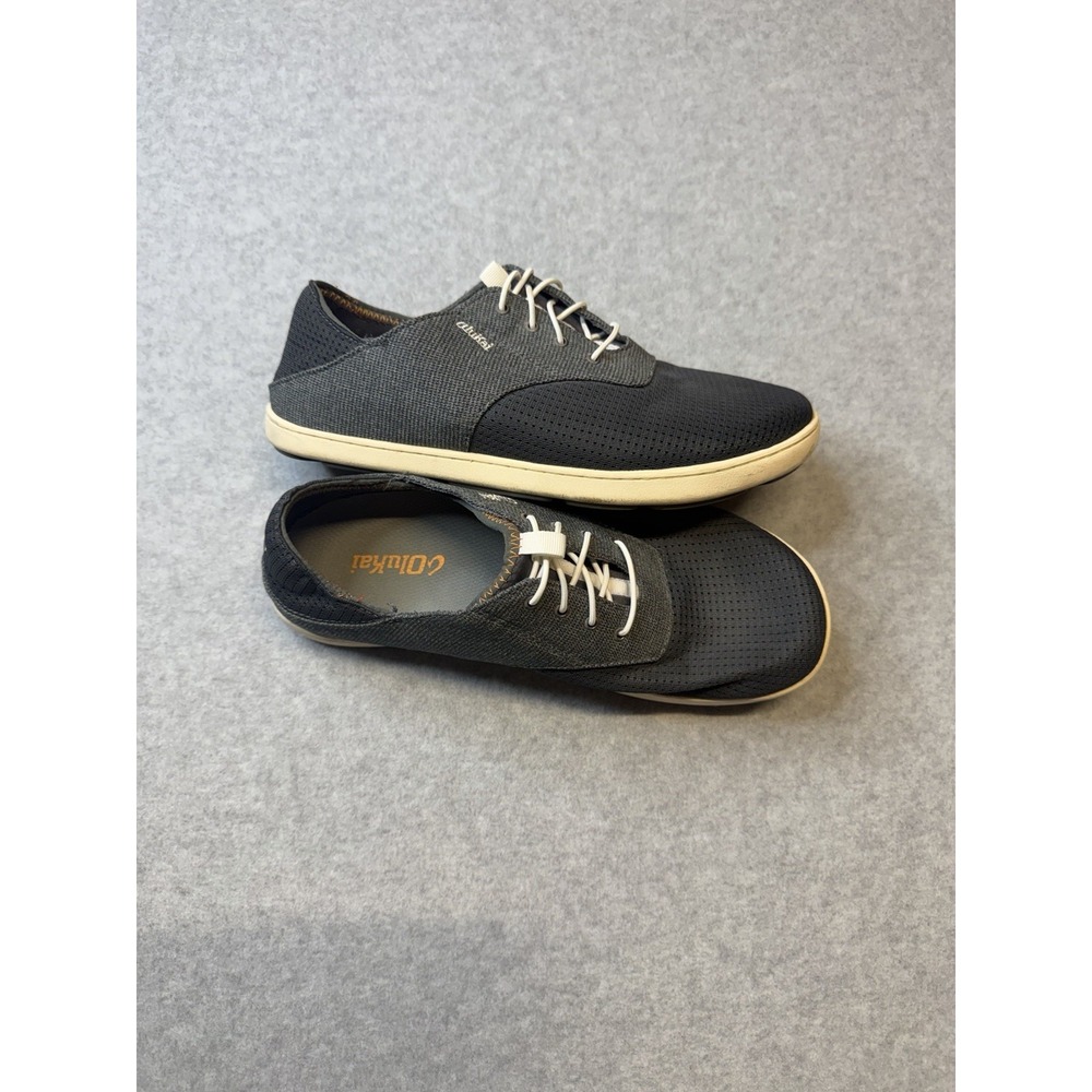 OluKai Nohea Moku Boat Shoes Mens Gray Textile Mesh Sneakers Size 8.5
